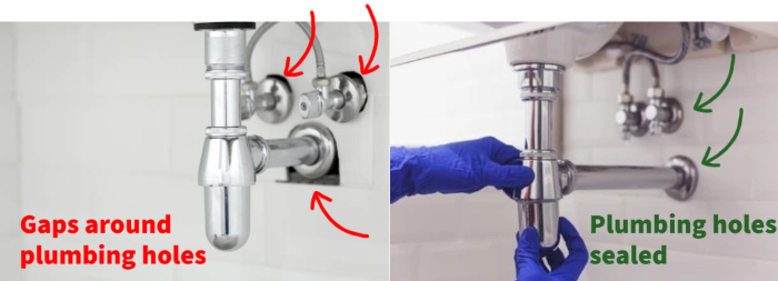 Example of Properly Sealed Plumbing Holes