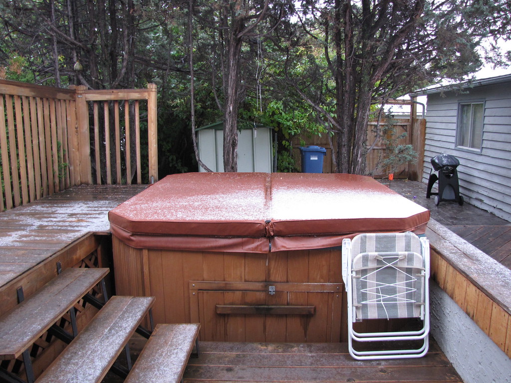 Covered hot tub