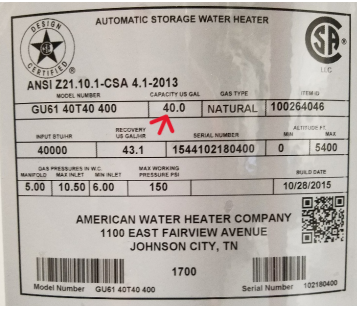 Automatic Storage Water Heater Label